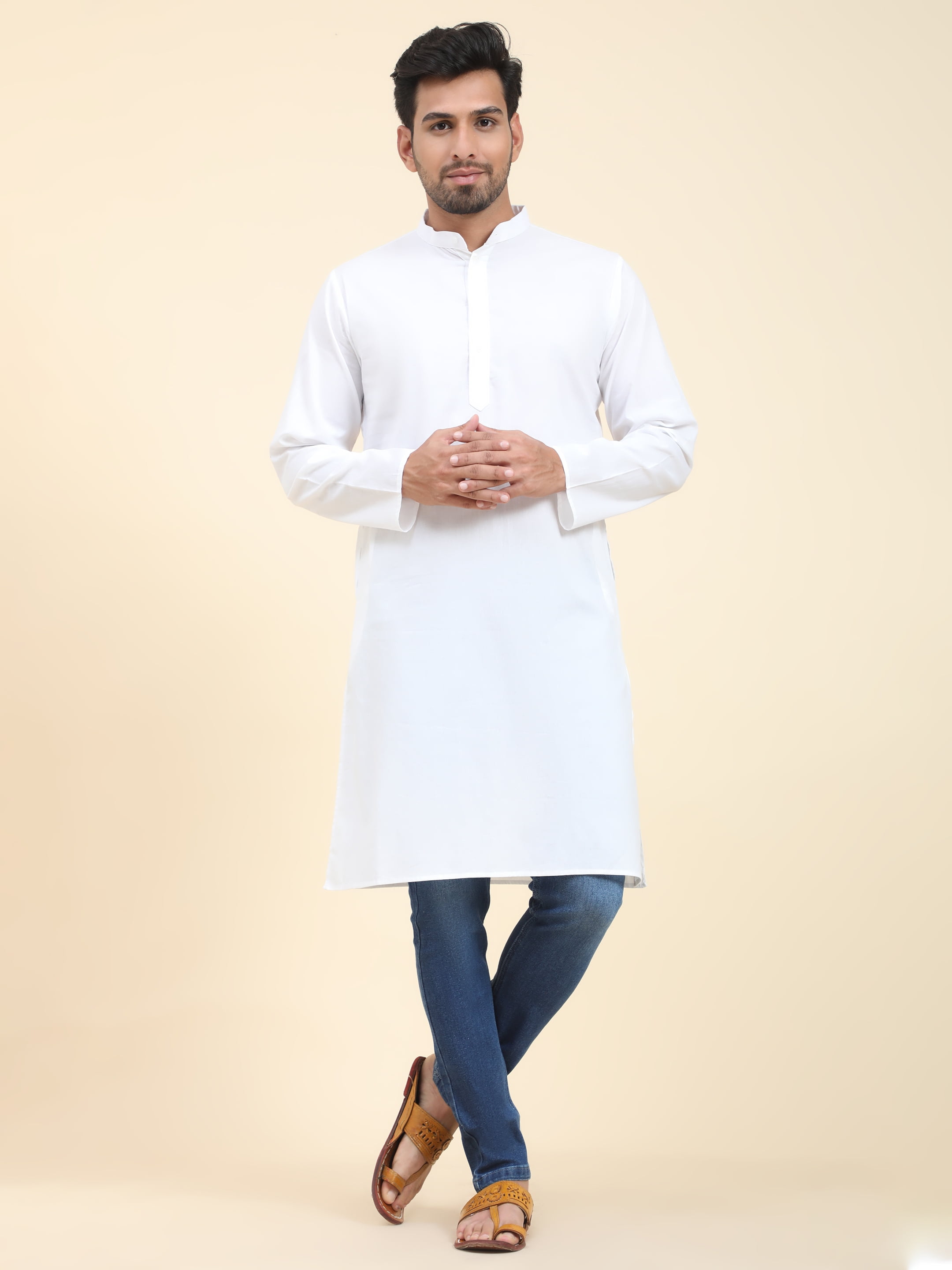 Kurta Pour Homme SKAVIJ - Tunique En Coton Manches Longues, Style Décontracté, Coupe Ample, Plusieurs Couleurs - 10