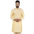 thumbnail image 1 of SKAVIJ Men's Tunic Art Silk Kurta Ethnic Indian Long Casual Shirt Party Dress Large Beige, 1 of 6