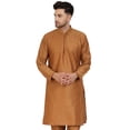 thumbnail image 1 of SKAVIJ Men's Tunic Art Silk Kurta Ethnic Indian Long Casual Shirt Party Large Brown, 1 of 1