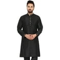 thumbnail image 1 of SKAVIJ Men's Tunic Art Silk Kurta Ethnic Indian Long Casual Shirt Party X-Large Black, 1 of 6