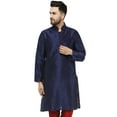 thumbnail image 1 of SKAVIJ Men's Tunic Top Art Silk Long Kurta Indian Wedding Casual Shirt Large Blue, 1 of 6