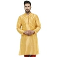 thumbnail image 1 of SKAVIJ Men's Tunic Top Art Silk Long Kurta Indian Wedding Casual Shirt Medium Gold, 1 of 6