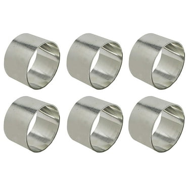 SKAVIJ Napkin Rings Set of 6 for Christmas, Dinner Parties, Dining Table Decoration Metal Napkin Holder Silver (Pack of 6)