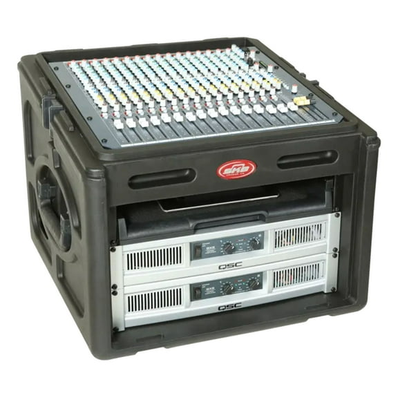 SKB Roto Rack/Mixer Console, 10U Slanted Rackmount on top, 6U Rackmount in Front