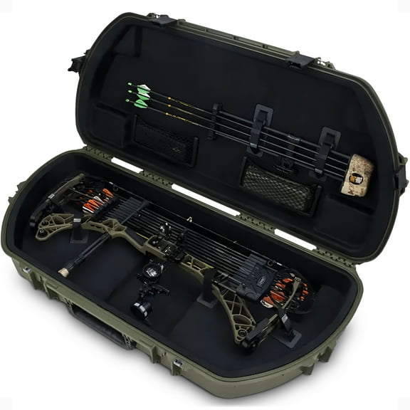 SKB Hard Protective Storage Case for Archery Bow and Arrows iSeries Shaped Bow Case, Green