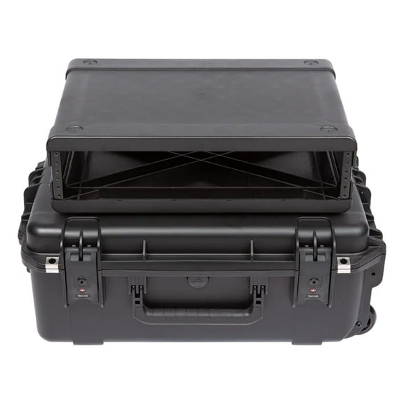 SKB 2U iSeries 13 Inch Injection Molded Fly Rack with Built-In Wheels and Handle, Black