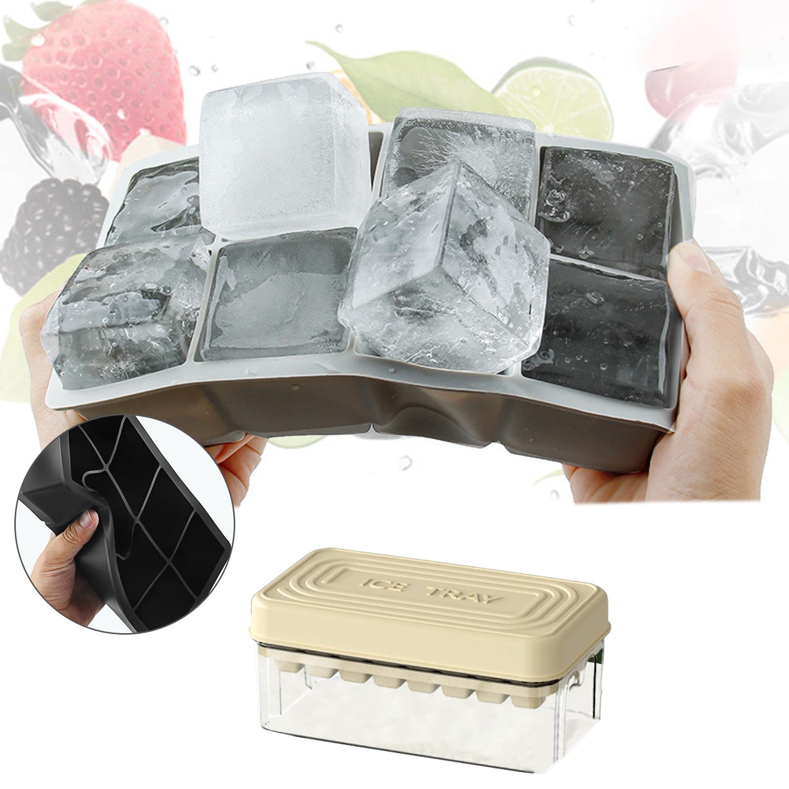 SKBEY round Ice for Mini Ice Trays for Freezer Silicone Large Ice Tray ...