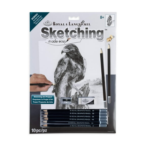 Royal & Langnickel Sketching Made Easy 10pc 8.75" x 11.75" Red Tailed Hawk Sketching Art Project
