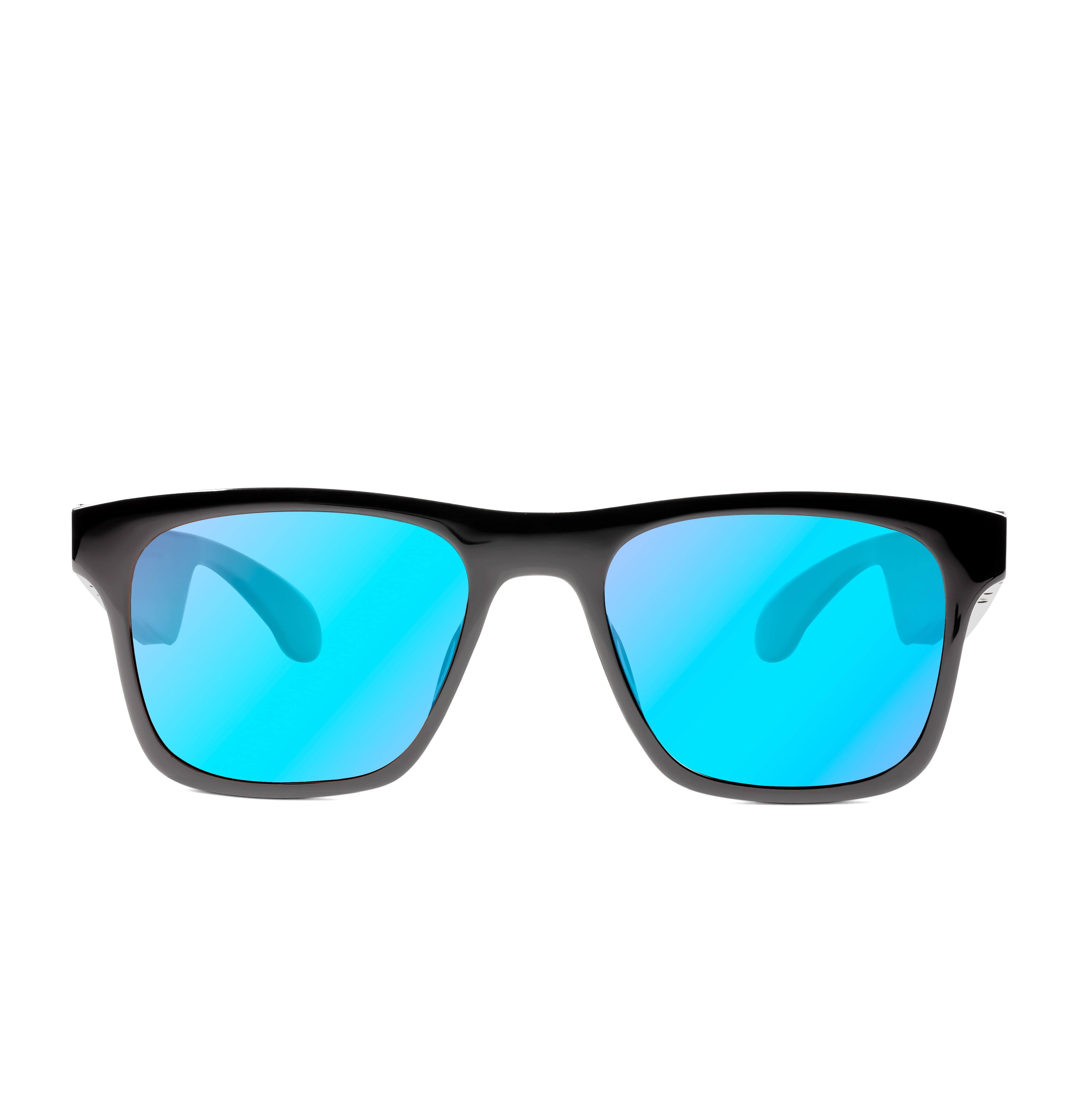 SKCT Smart Glasses, Bluetooth Sunglasses with Polarized lenses, Audio & Hands Free Calling, Open Air Audio, Auto On/Off, One Size, Black with Blue