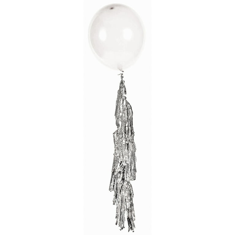 Balloon Tassels Large Silver Holographic Balloon Tassels Large Silver Holographic