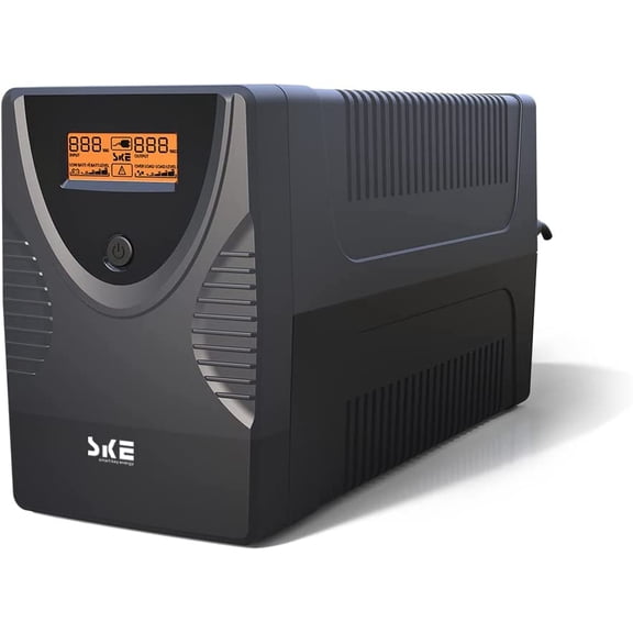 SKE SK425 425VA/240W UPS Battery Backup & Surge Protector - Uninterruptible Power Supply with LCD Display, AVR Voltage Regulation, 6 Outlets, Backup Power for PC, Router, NAS & Home Office