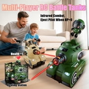SKEKECIE 2 Pack RC Battle Tanks, 2.4GHz Remote Control Fighting Cars with Ejecting Infrared Robots, Bumper Car Mode, Blood Regeneration Hub, Army Military Toy Gift for Boys Girls Ages 6 12