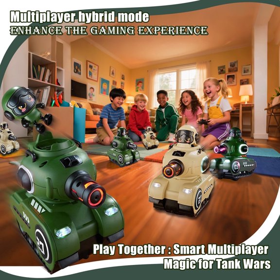 2 Pack Fun Remote Control Battle Tanks, RC Fighting Cars with Ejecting Infrared Robots, Bumper Car, 2.4GHz RC Army Military Toy with Blood Regeneration Hub for 6-12 Boys Girls Birthday Gifts