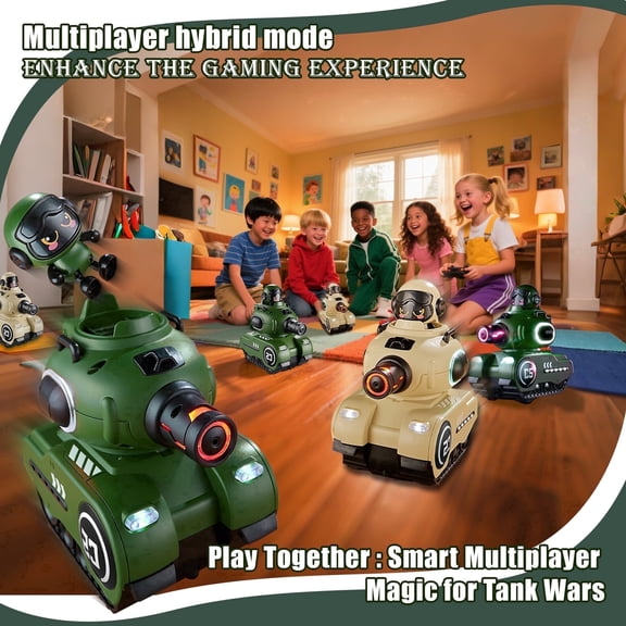 2 Pack Fun Remote Control Battle Tanks, RC Fighting Cars with Ejecting Infrared Robots, Bumper Car, 2.4GHz RC Army Military Toy with Blood Regeneration Hub for 6-12 Boys Girls Birthday Gifts