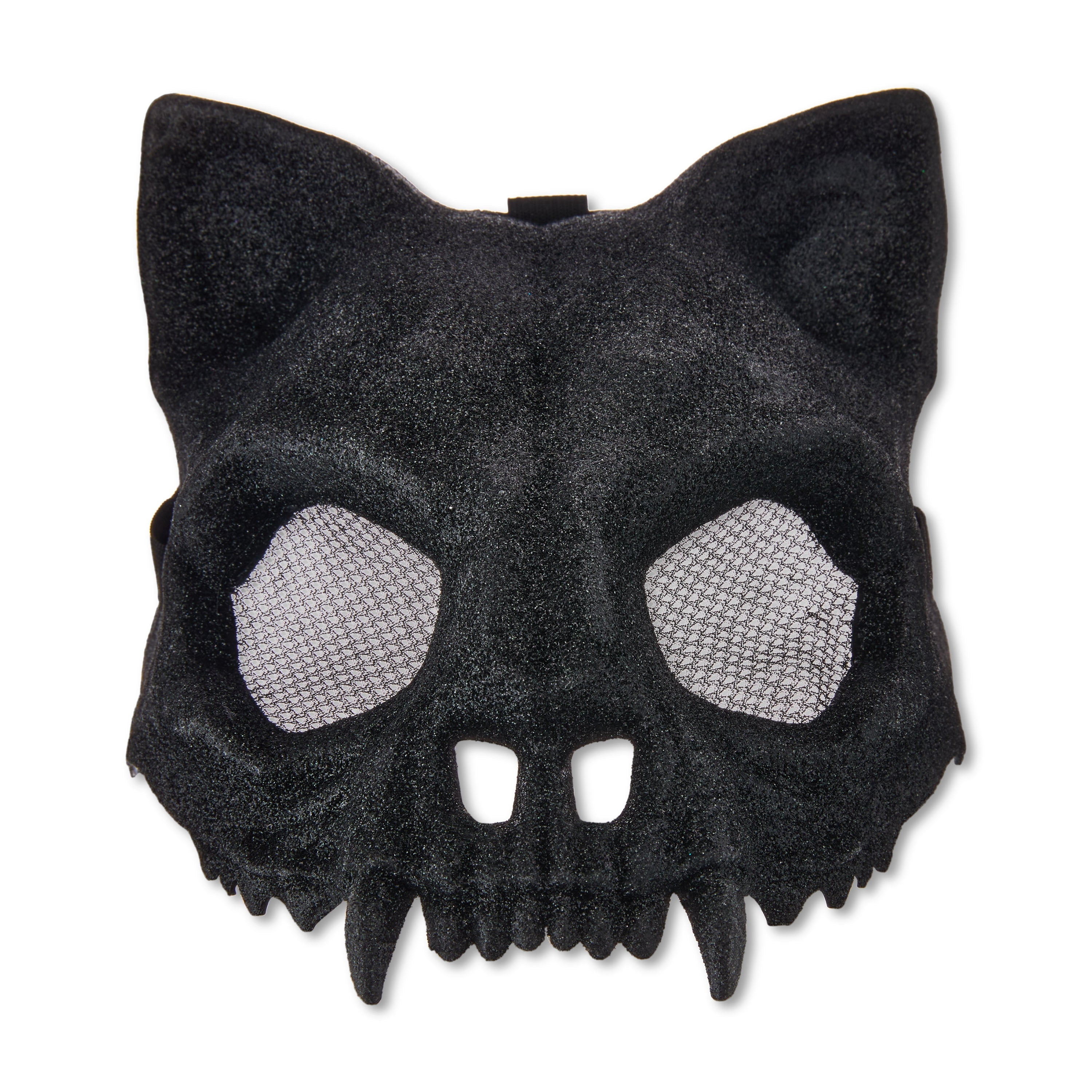 Glitter Skeleton Cat Mask Costume Accessory for Adults, Black, Halloween by Way To Celebrate