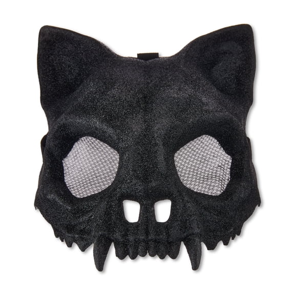 Glitter Skeleton Cat Mask Costume Accessory for Adults, Black, Halloween by Way To Celebrate