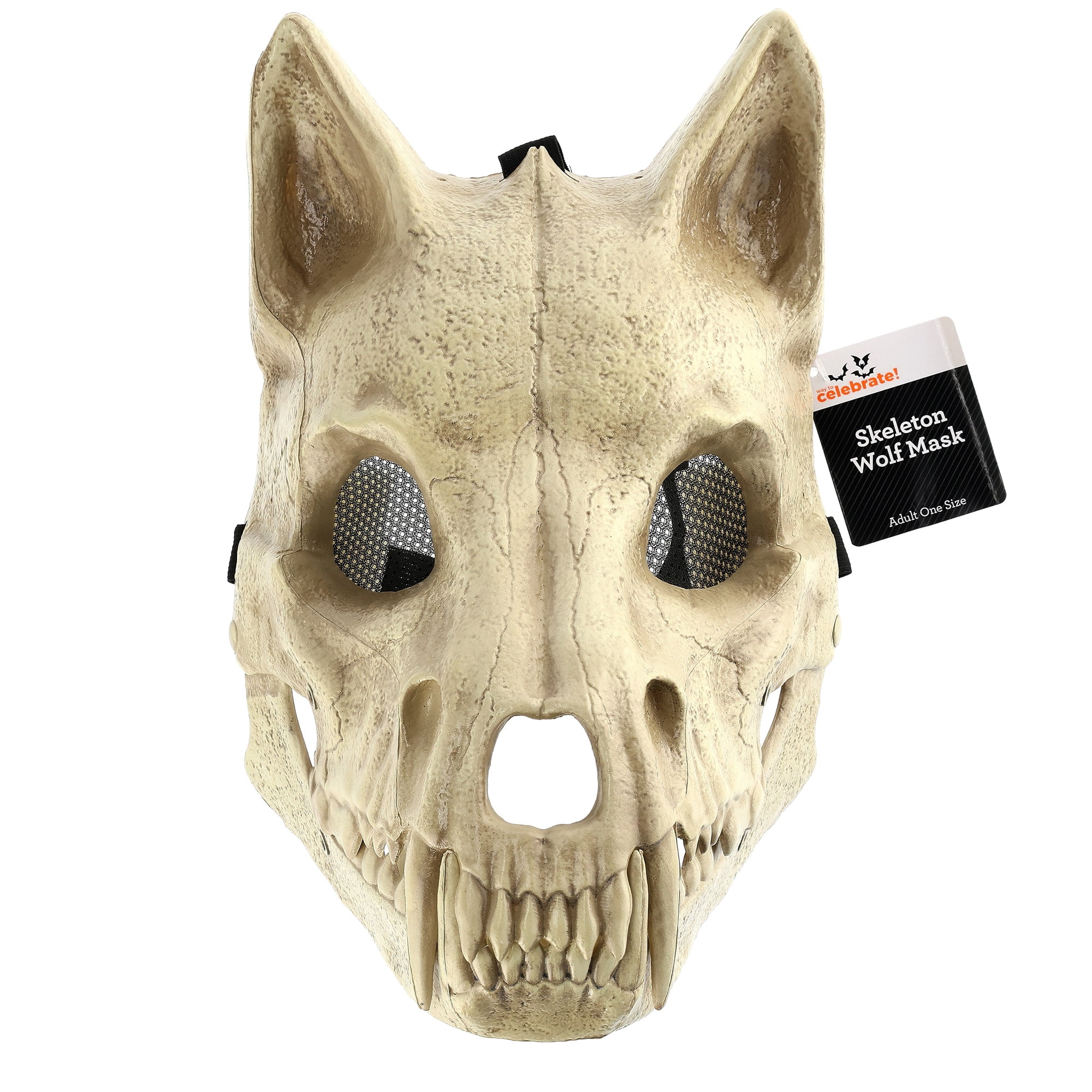Skeleton Wolf Mask Costume Accessory for Adults, Beige, Halloween by Way To Celebrate