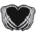 thumbnail image 1 of SKELETON HEART PATCH Large, Skeleton Finger Heart Shape Sign, Iron-On / Sew-On Embroidered Large PATCH, 8" x 6", 1 of 1