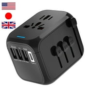 SKERELL Universal Travel Adapter International Conversion Plug Adapter for USA EU UK AUS-Black