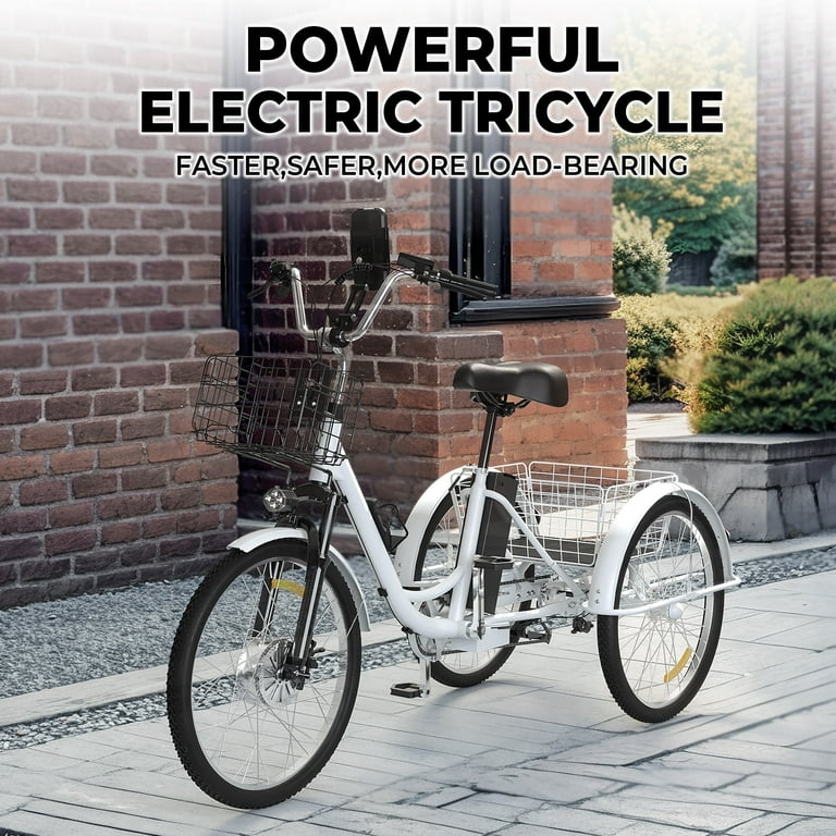 SKERI Electric Tricycle for Adults, 350W 36V White Electric Trike