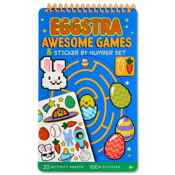 Eggstra Awesome Games and Sticker by Number Set, 20 Sheets, Easter by Way To Celebrate