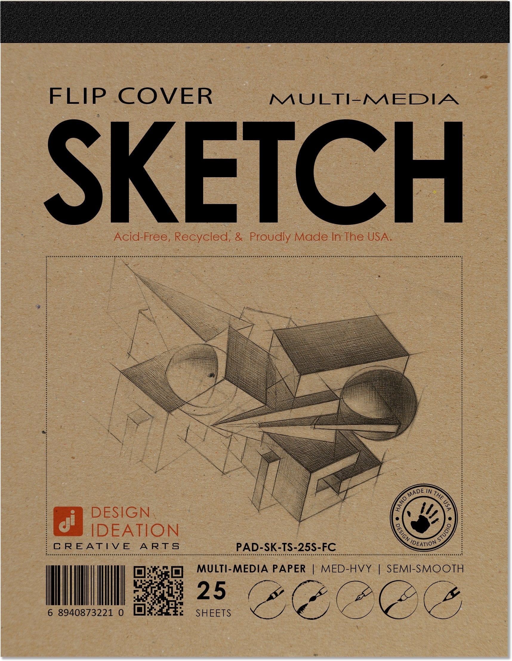 Sketch Pad. Removable Sheets. Mixed Media Paper. Flip Cover. (11" x 8.5") FCP-2550-TS (2 Book Value Pack)