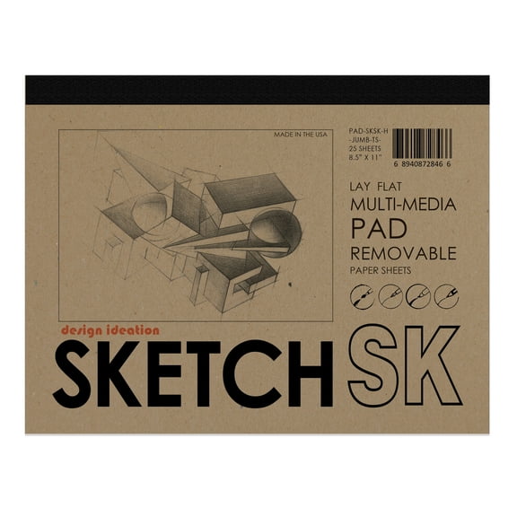 Sketch Pad. Removable Sheets. Mixed Media Paper. Lay Flat Reinforced Binding. (8.5" x 11") PAD-2550-TS-H (1 Pad)