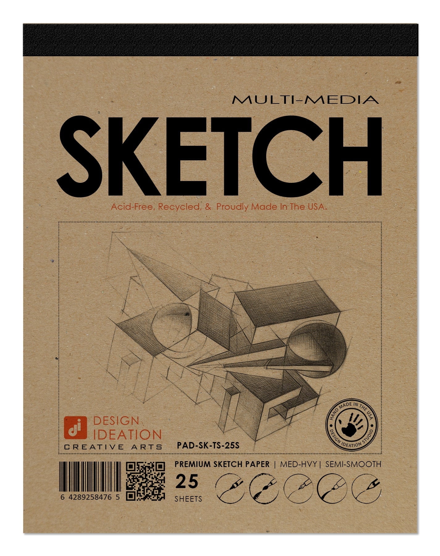 Sketch Pad. Removable Sheets. Mixed Media Paper. Lay Flat Reinforced Binding. (8.5" x 11") PAD-2550-TS (5 Pad Value Pack)
