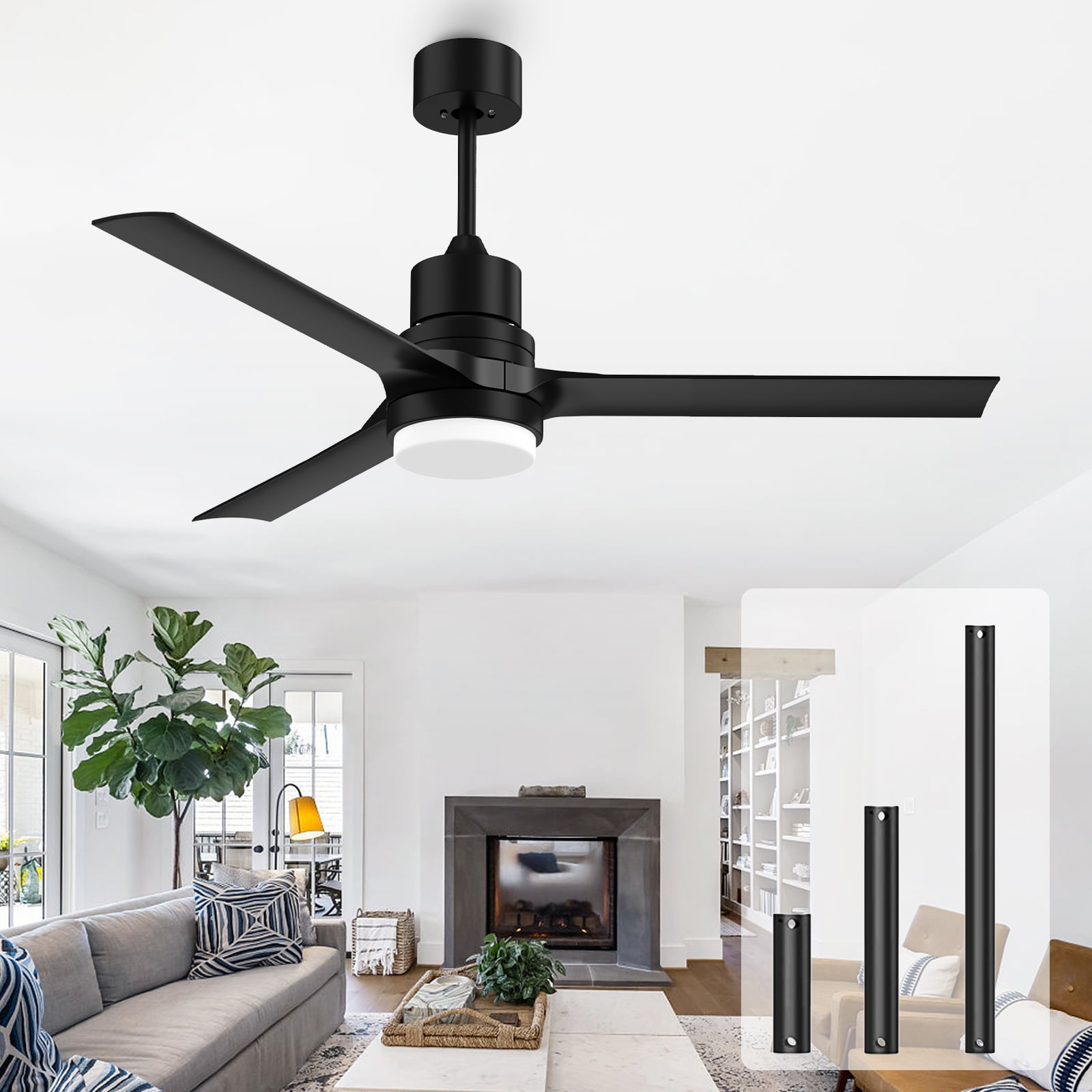 SKEVEN Ceiling Fans with Lights and Remote, 52 Inch Ceiling Fan with 6 Speed Outdoor Fan with Lights for Patio Farmhouse Bedroom Indoor Outdoor