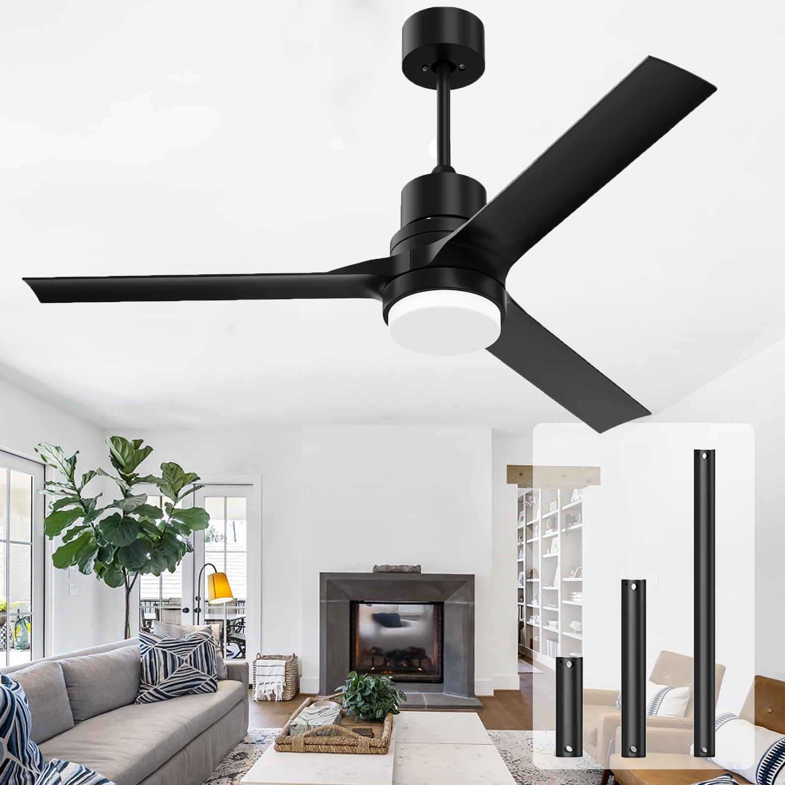 SKEVEN Ceiling Fans with Lights and Remote, 52 Inch Ceiling Fan with 6 Speed Outdoor Fan with Lights for Patio Farmhouse Bedroom Indoor Outdoor