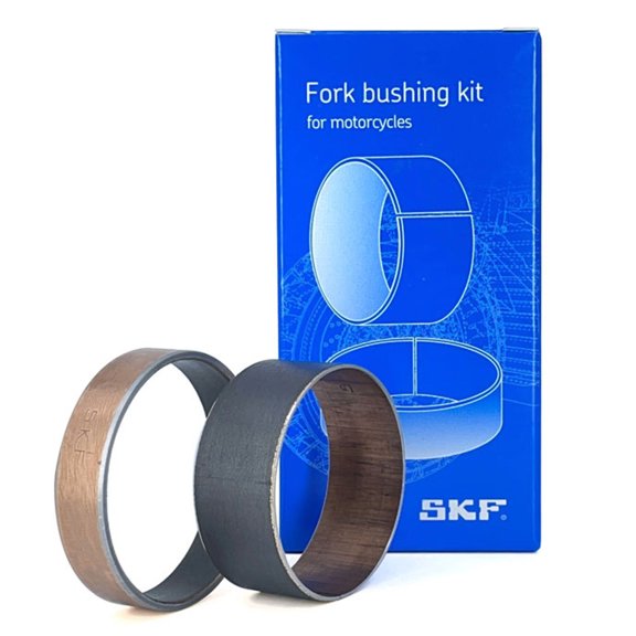 SKF Fork Bushing Kit KYB Kayaba 48mm PTFE Composite, Maintenance Free Inner Outer for Motorcycle Suspension, Heat Dissipation and Bonding, High-Strength Steel Backing (VKWA-KYB48-A)