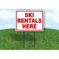 thumbnail image 1 of SKI RENTALS HERE RED WHITE 18 in x 24 in Yard Sign Road Sign with Stand, 1 of 4