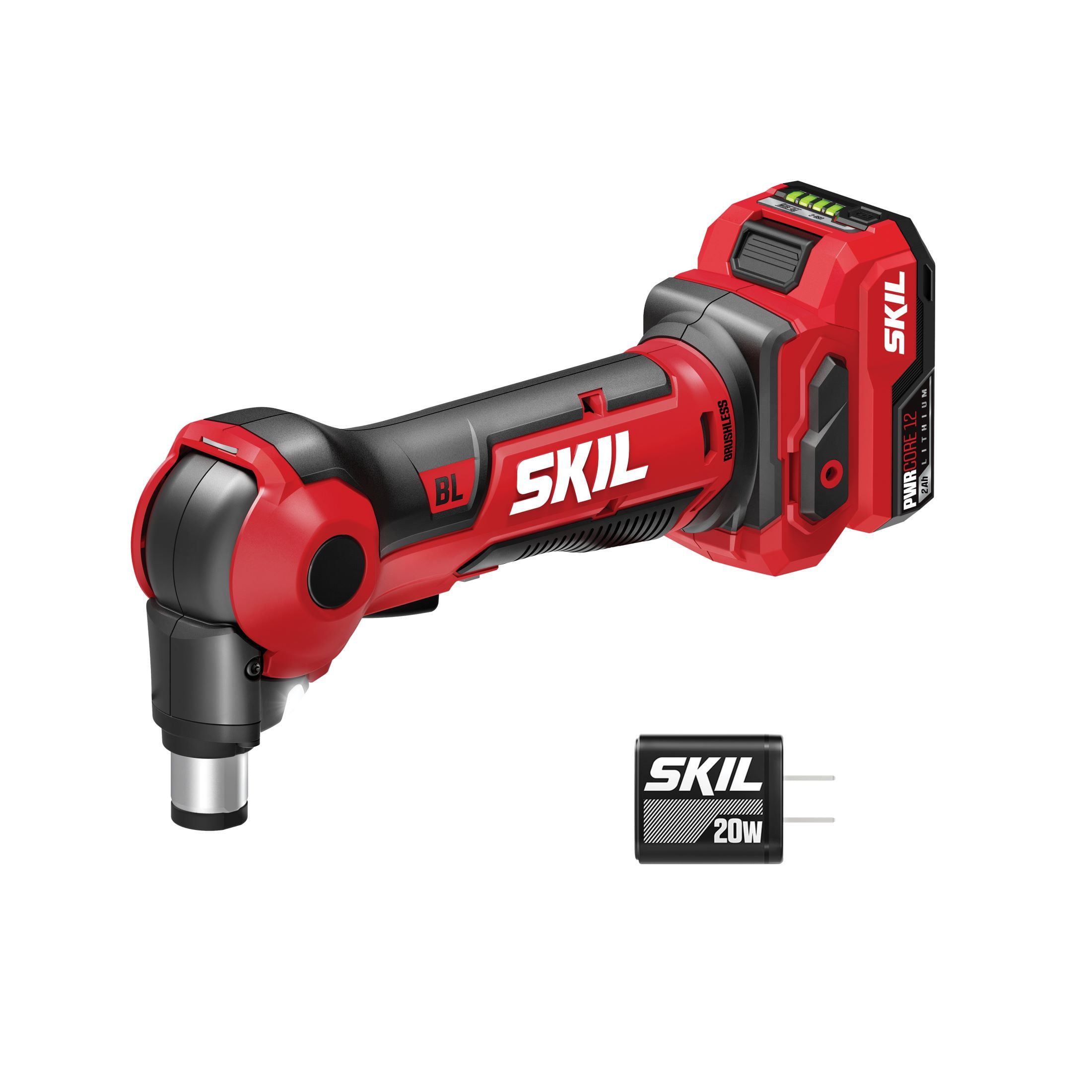 SKIL AH6552A-11 PWR CORE Brushless 12V Auto Hammer Kit, 3 Position Adjustable Head, 2.0Ah Battery and Charger