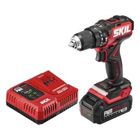 Skil - PWR CORE 20 Brushless 20V 1/2 IN. Compact Hammer Drill Kit - Black/Red