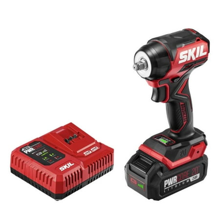 Skil - PWR CORE 20 Brushless 20V 3/8 IN. Compact Impact Wrench Kit - Black/Red
