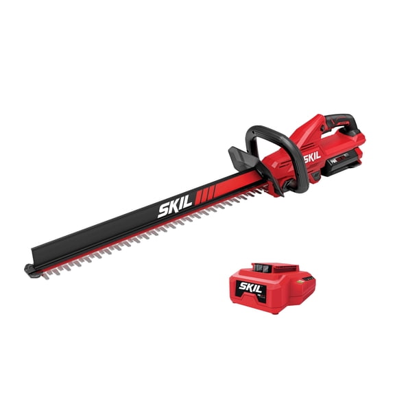 SKIL PWR CORE 40V Brushless 24-Inch Hedge Trimmer Kit with Dual-Action Steel Blades, 2.0Ah Battery and 60W Charger, HT2400C-11