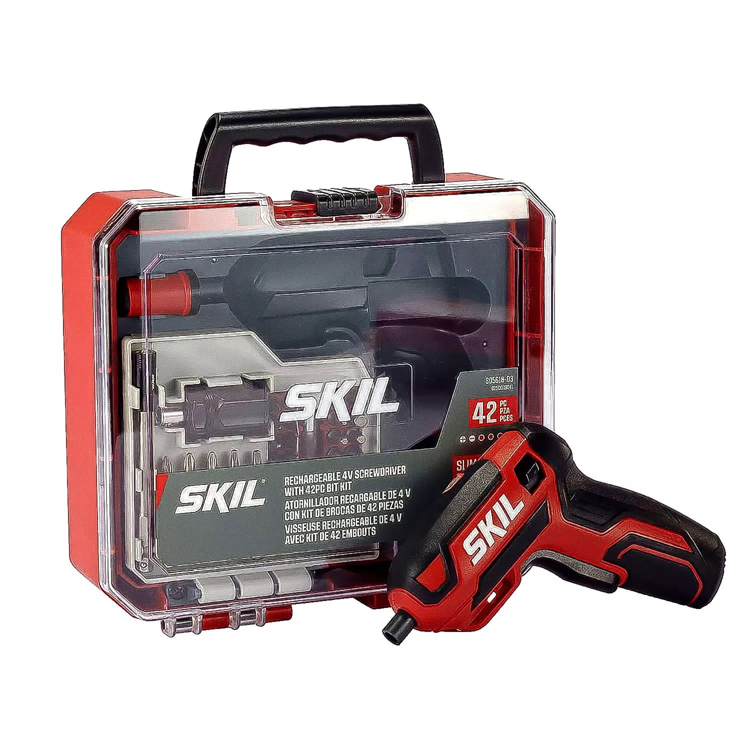 SKIL 4V Pilot Screwdriver with 42 Piece Bit Kit Case
