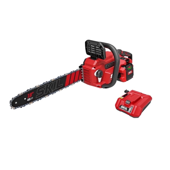 SKIL PWR CORE 40V 18-Inch Brushless Cordless Chainsaw, Battery Powered with Auto-Lubricating Chain, Electric Chainsaw with Tool-Less Chain Tensioning, 6.0Ah Battery and Charger Included ,CS1800C-15