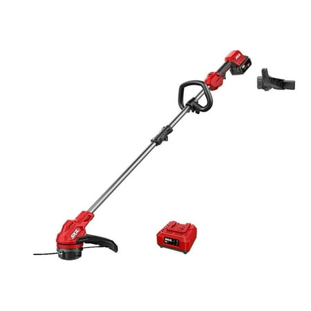 Skil - PWRCORE20 20-Volt 13-Inch Cutting Diameter Brushless Straight Shaft Grass Trimmer (1 x 4.0Ah Battery and 1 x Charger) - Red/black