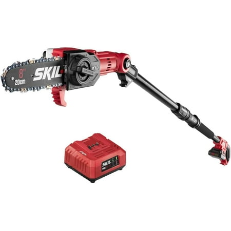 Skil - PWR CORE 20 20-Volt 8-Inch Cordless Pole Saw with 10 foot reach (1 x Battery and 1 x Charger) - Red/black