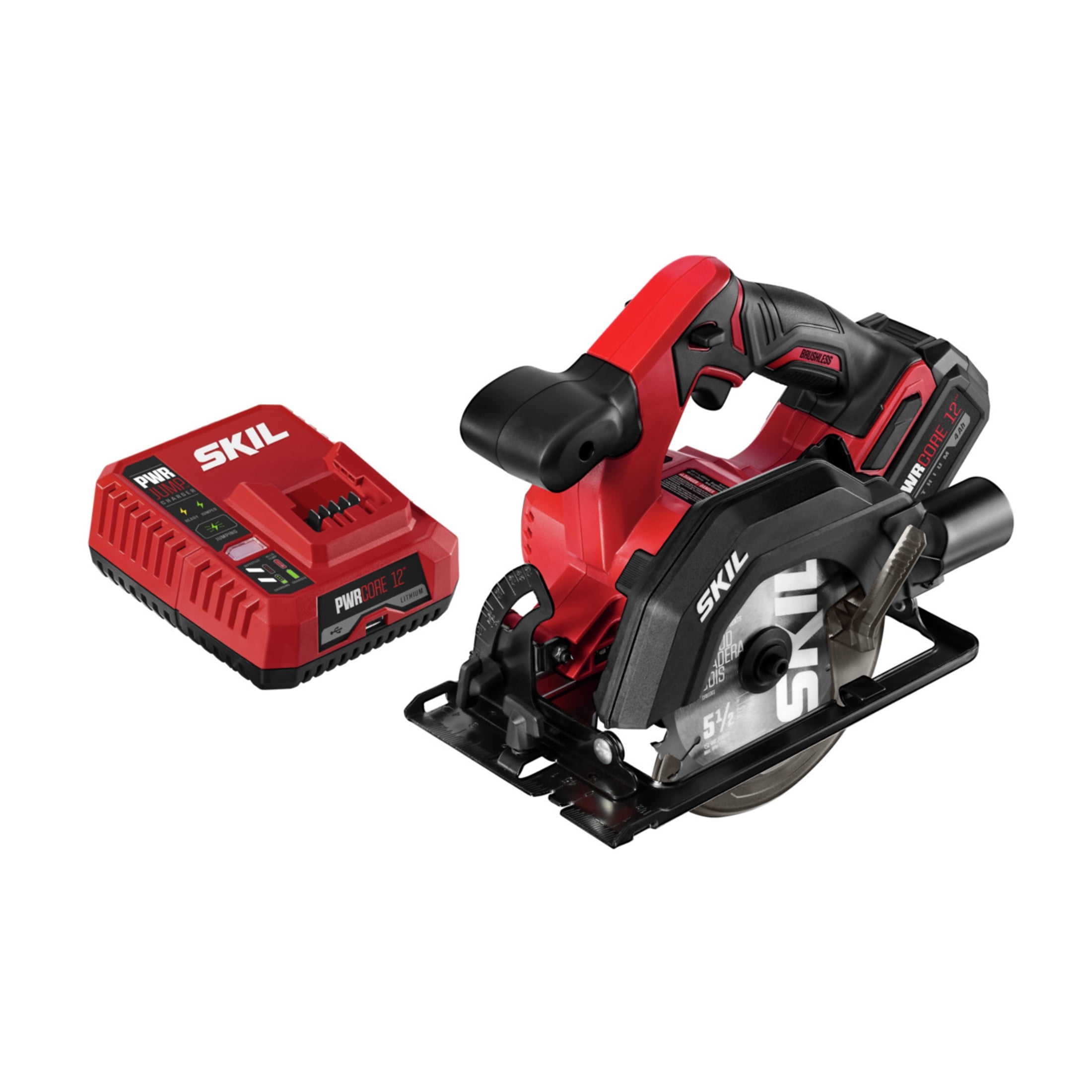 SKIL PWR CORE 12™ Brushless 12-Volt 5-1/2 In. Circular Saw Kit with 4.0 Ah  Battery and PWR JUMP™ Charger, CR541802