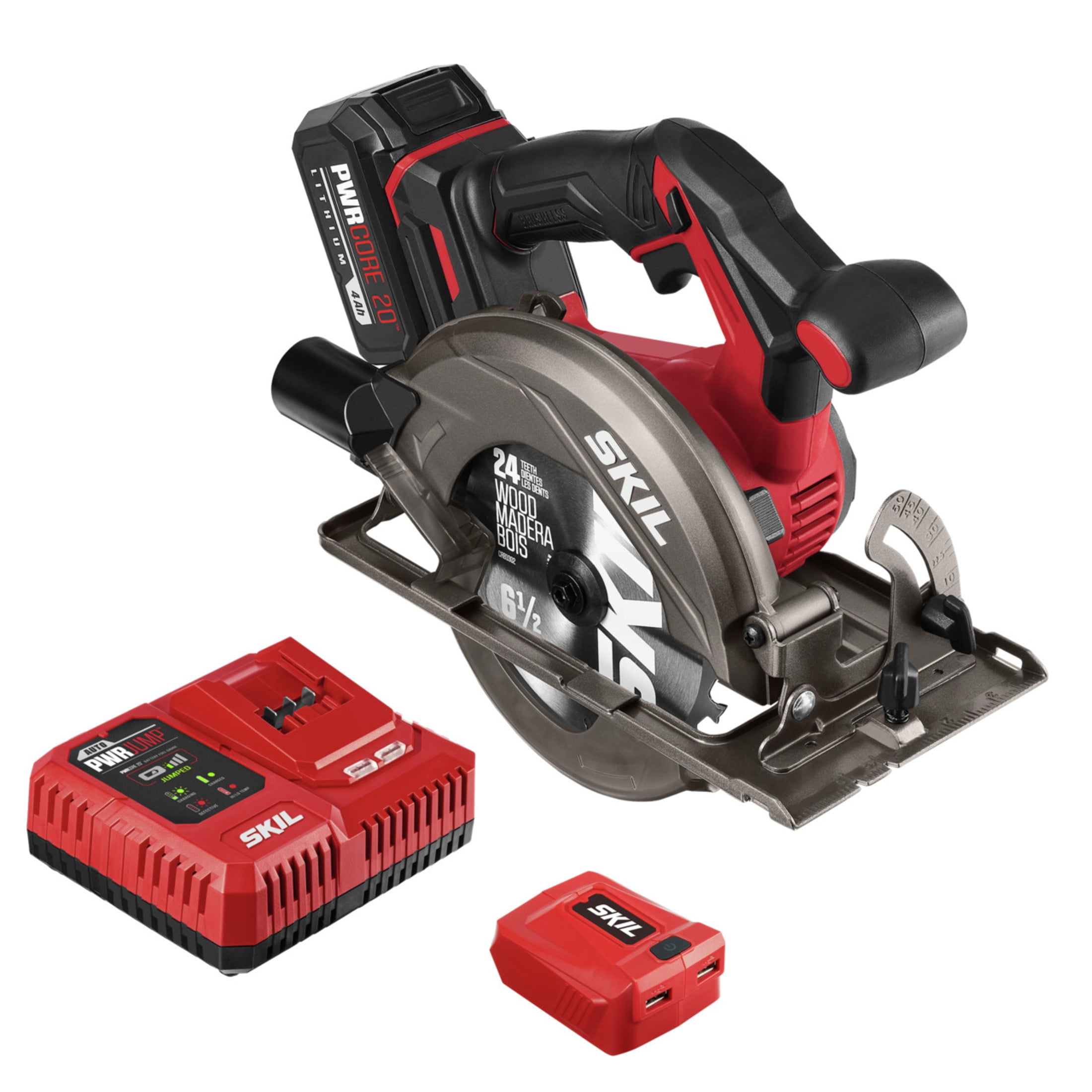 SKIL PWR CORE 20™ Brushless 20-Volt 6.5 in Circular saw Kit with 4.0 Ah Lithium  Battery and PWR JUMP™ Charger