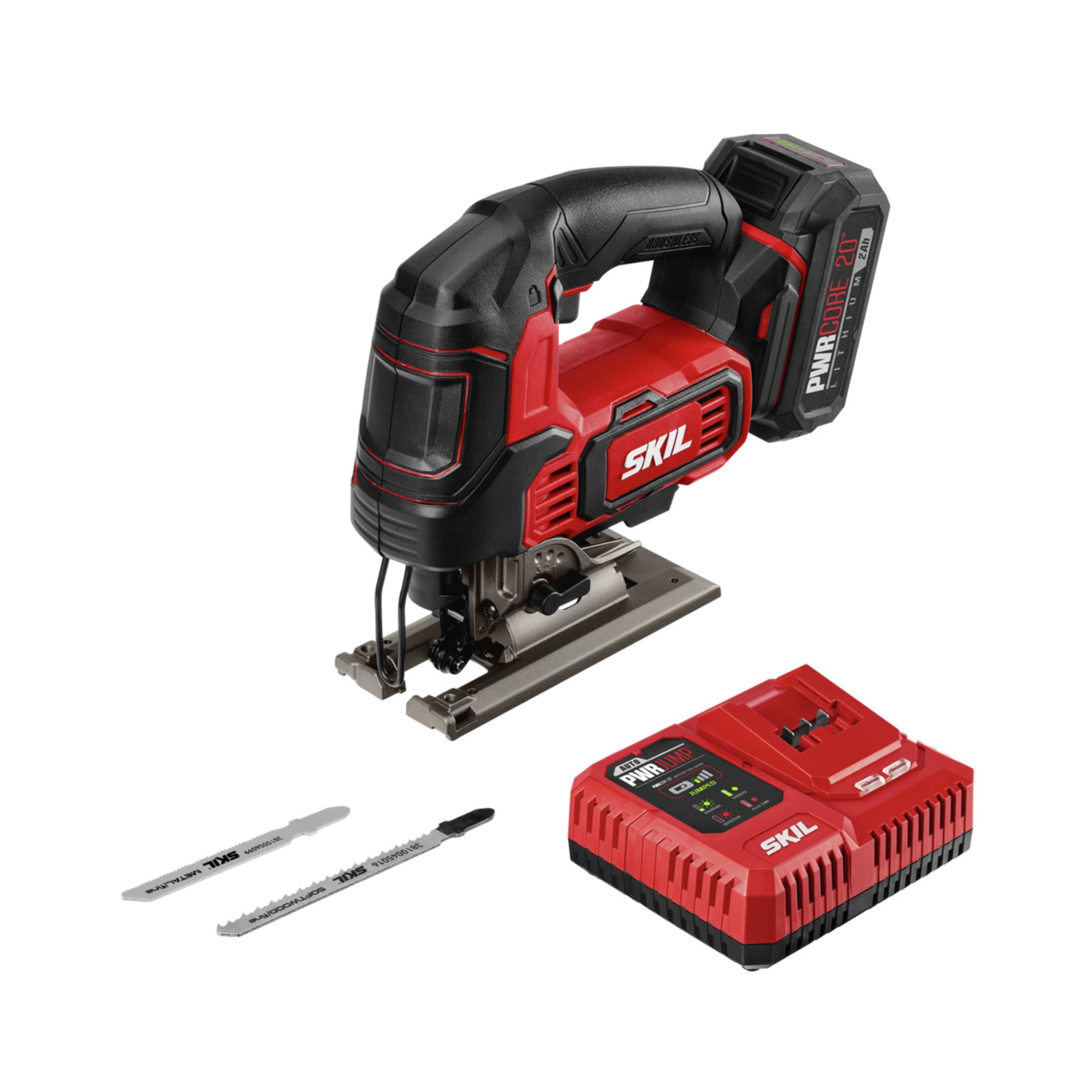 SKIL PWR CORE 20™ Brushless 20-Volt Cordless Jigsaw Kit with 2.0Ah Battery  and PWR JUMP™ Charger