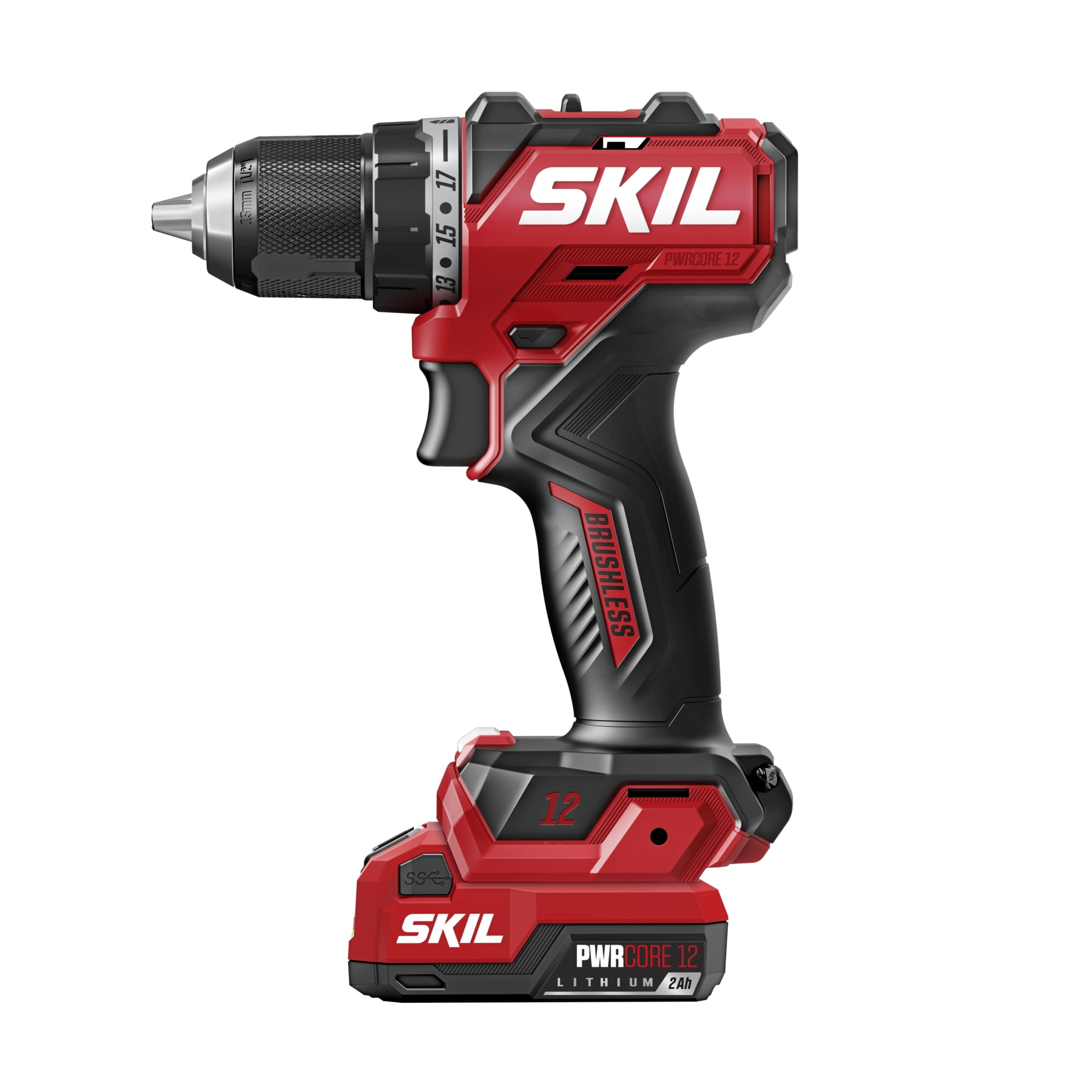 SKIL PWRCORE 12™ Brushless 12V 1/2 In. Compact Drill Driver with 2.0 USB-C Battery and 20W PD Charger-DL6290A-11