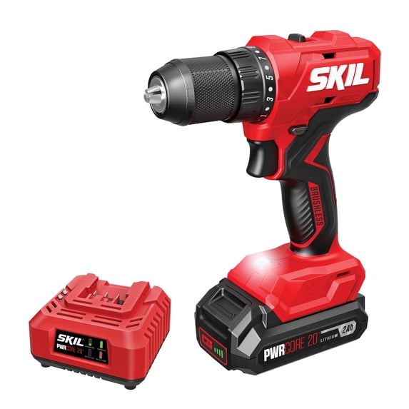 SKIL PWRCORE 20™ Brushless 20V 1/2 In. Drill Driver with 2.0Ah Battery and Standard Charger-DL6280B-10