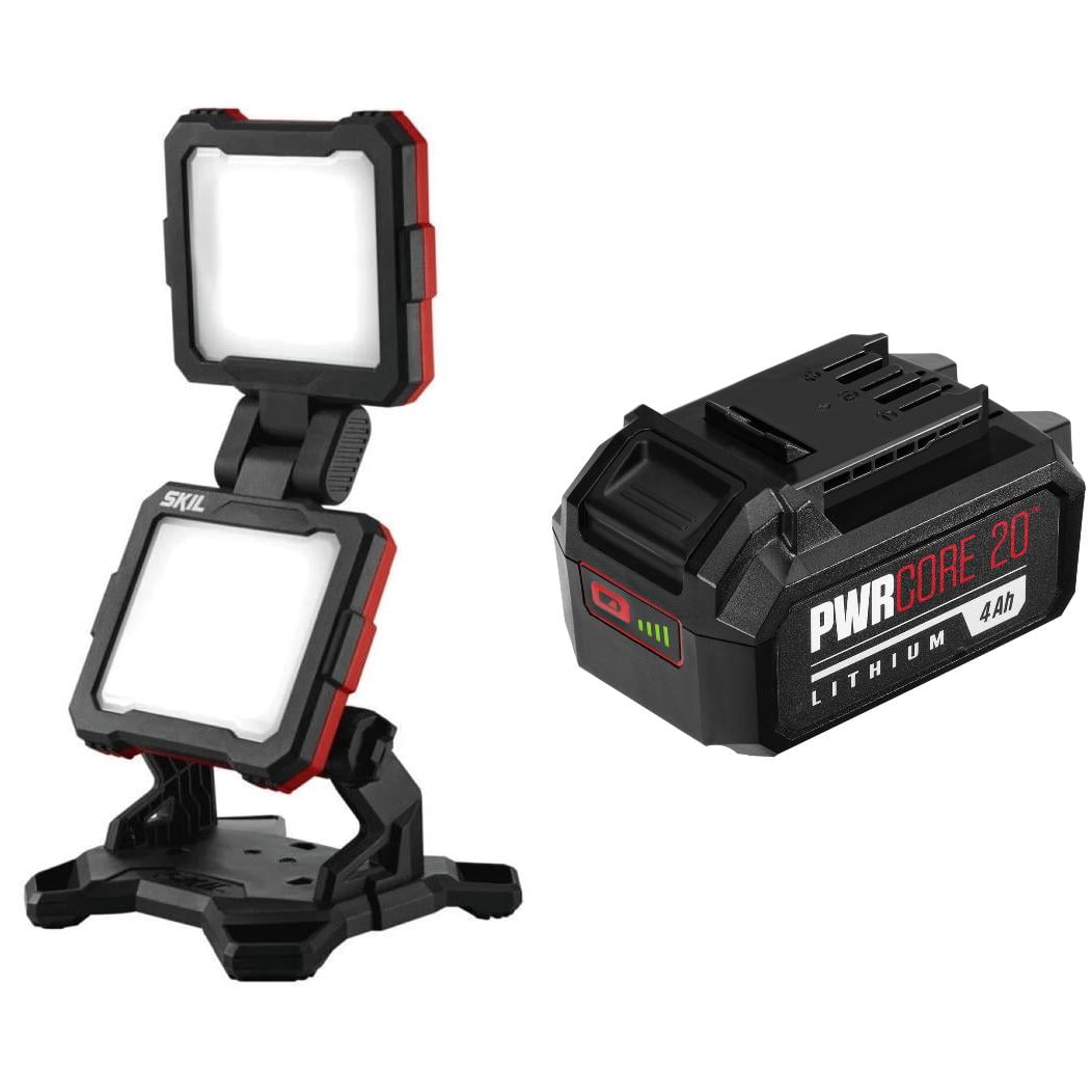SKIL PWRCORE20 20V Flood Light Work Light Kit with PWRCore20 20V 4.0Ah Battery