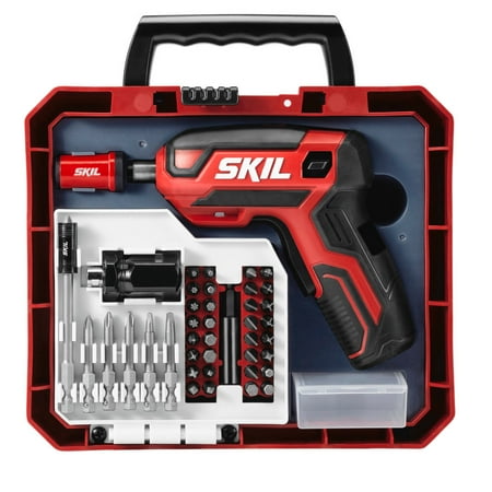Skil - Rechargeable 4V CordlessPistol Grip Screwdriver with kit - red/black