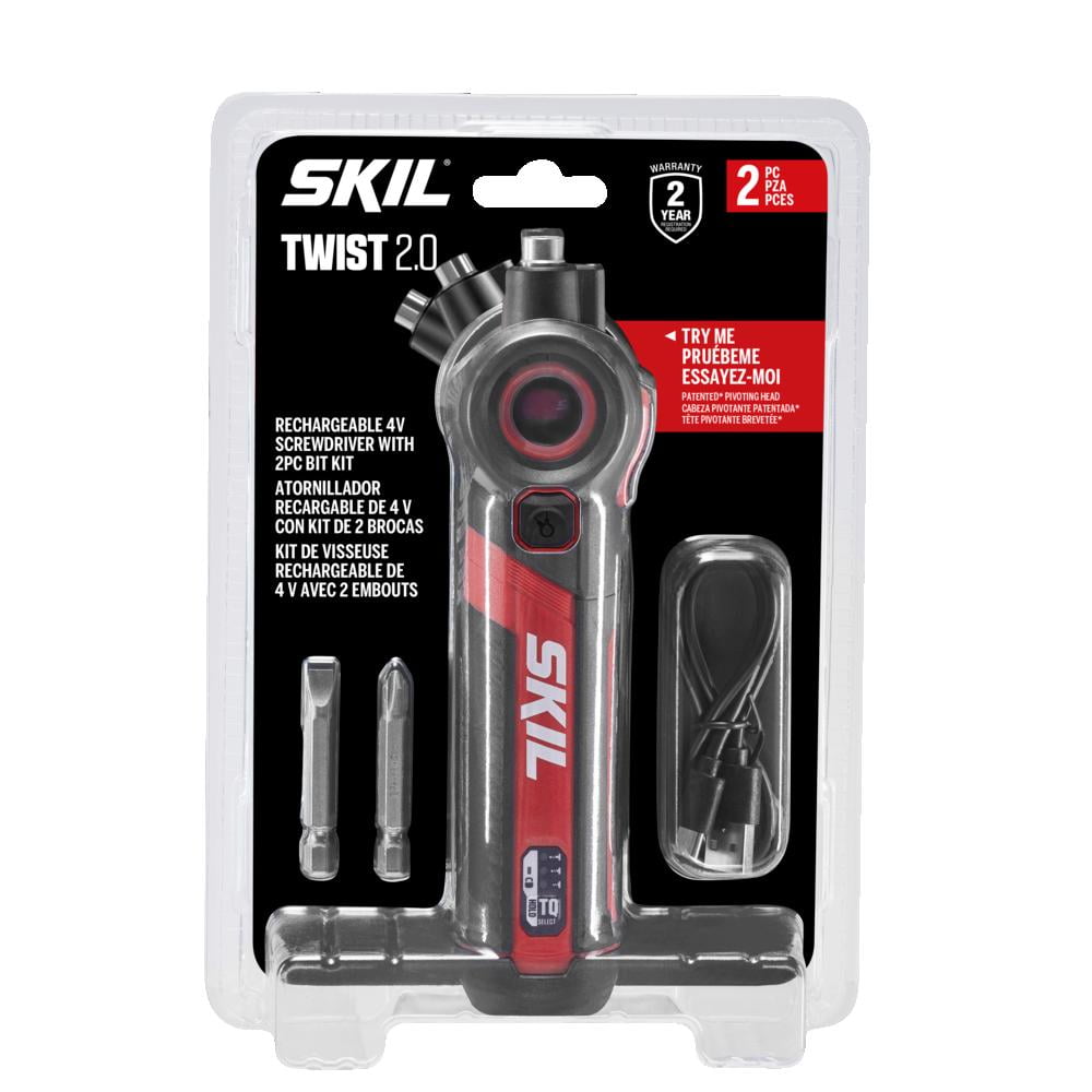 SKIL Twist 2.0 Cordless Screwdriver Kit 4V Rechargeable with USB C Cable 2PC Bit Set Walmart