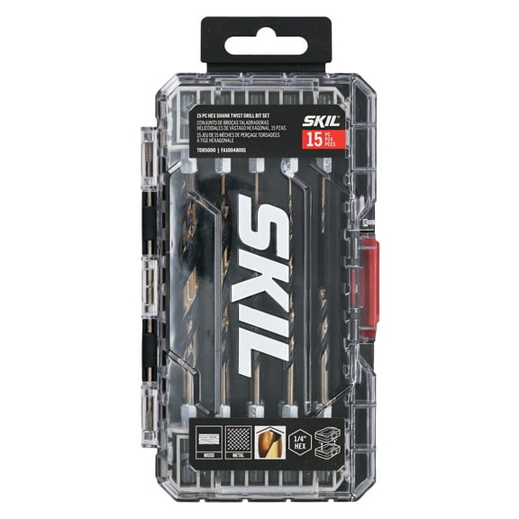SKIL TDB5000 15pcs Hex Shank Twist Drill Bit Set for -inch Hex Shank chuck Drill or Impact Driver