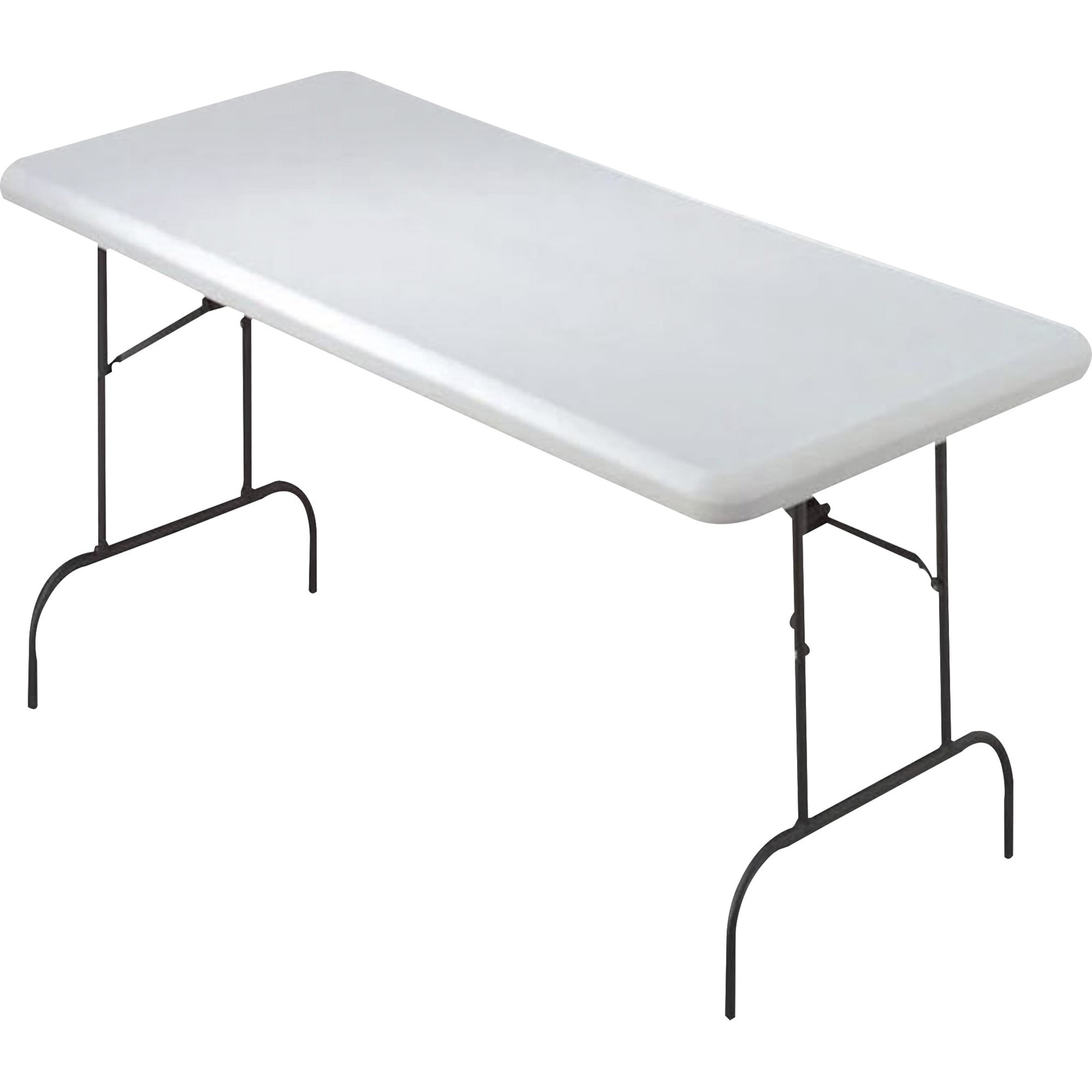 Gray Polyethylene Rectangular Folding Table with Steel Legs